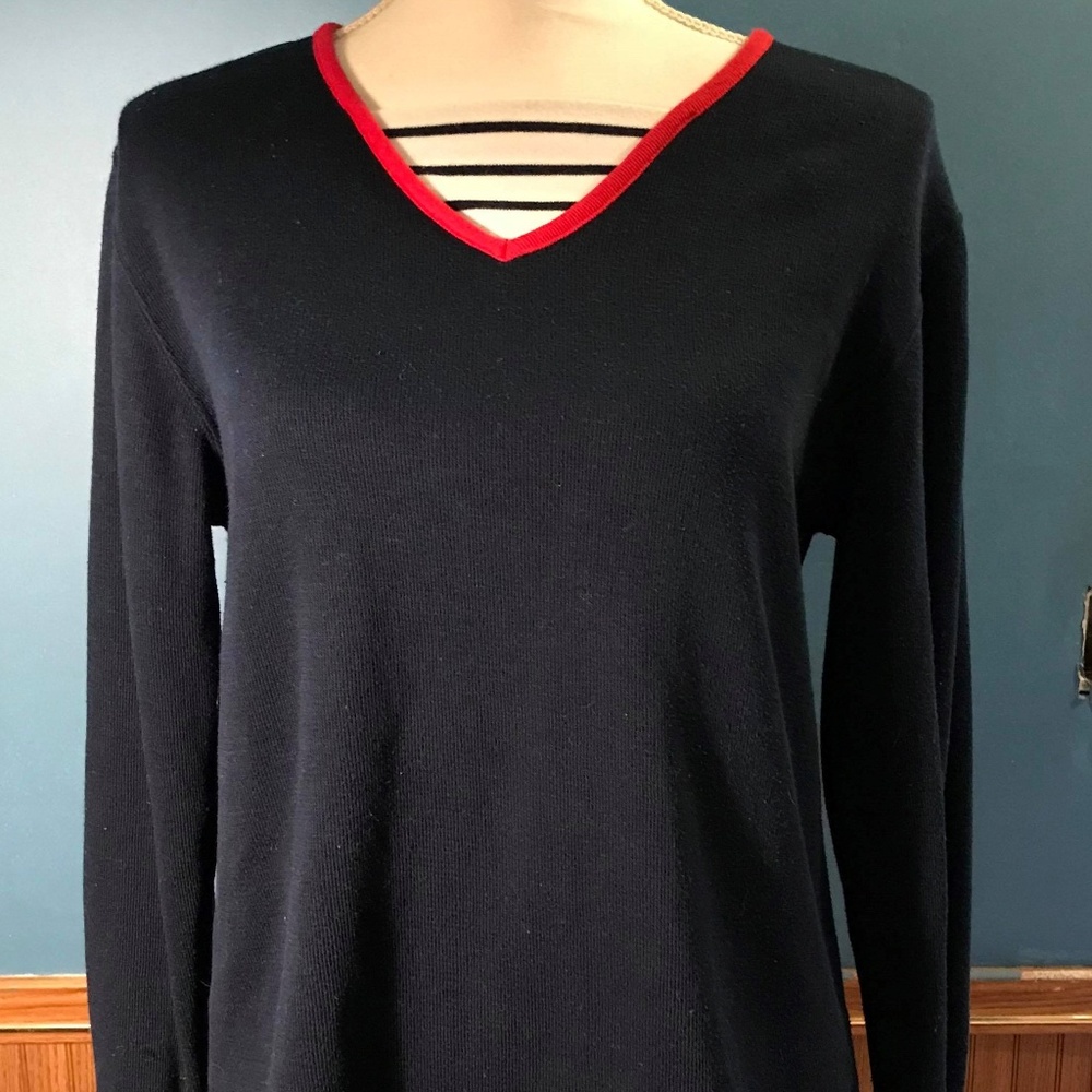 Vintage Red White Navy Blue Nautical Sailor Shirt